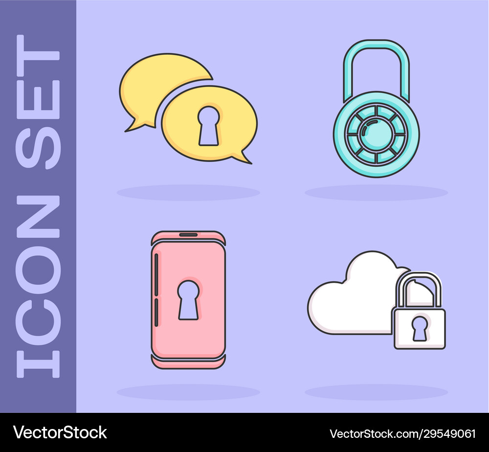 Set cloud computing lock protection personal Vector Image