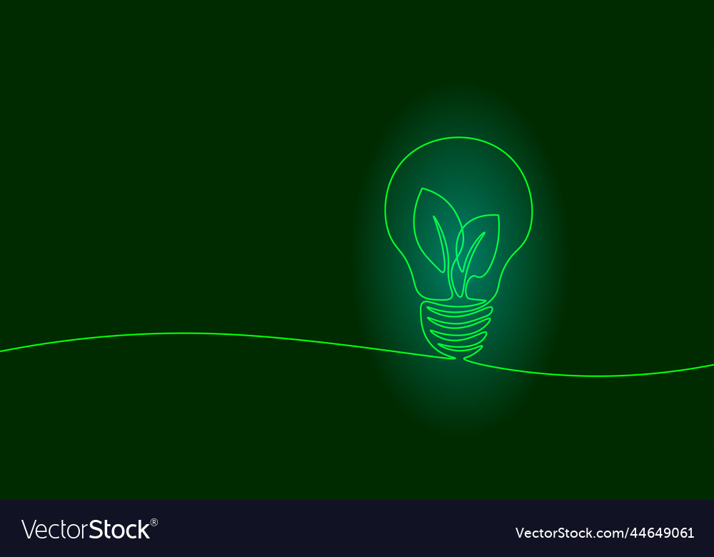 Single continuous line art ecology solution idea vector image Single continuous line art ecology solution idea