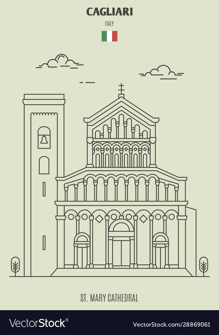 St Mary Cathedral In Cagliari Italy Royalty Free Vector