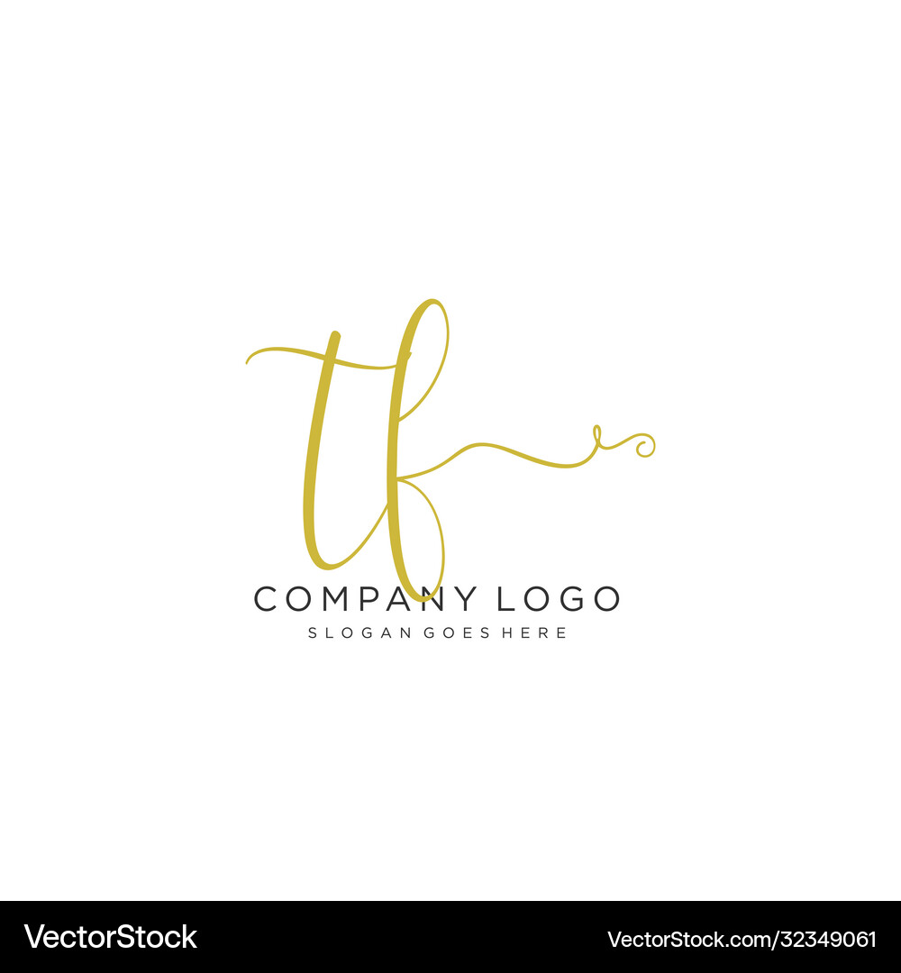 Tf initial handwriting logo design Royalty Free Vector Image