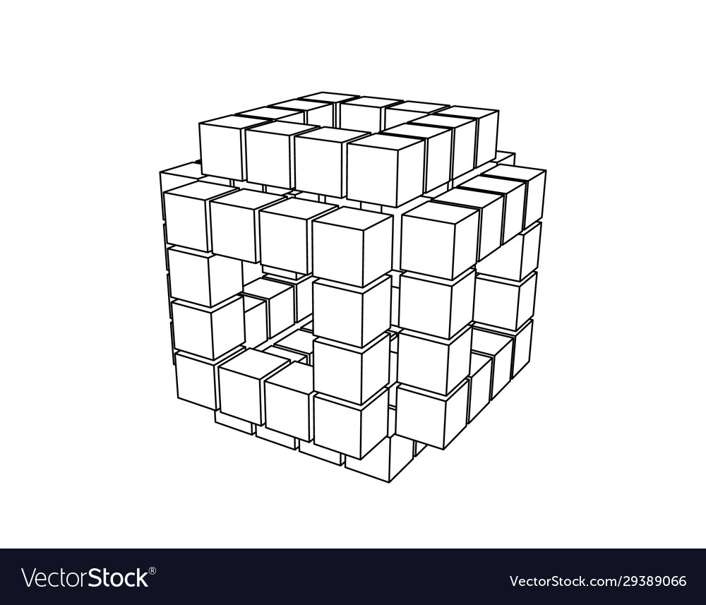 Abstract 3d cube from cubes outline