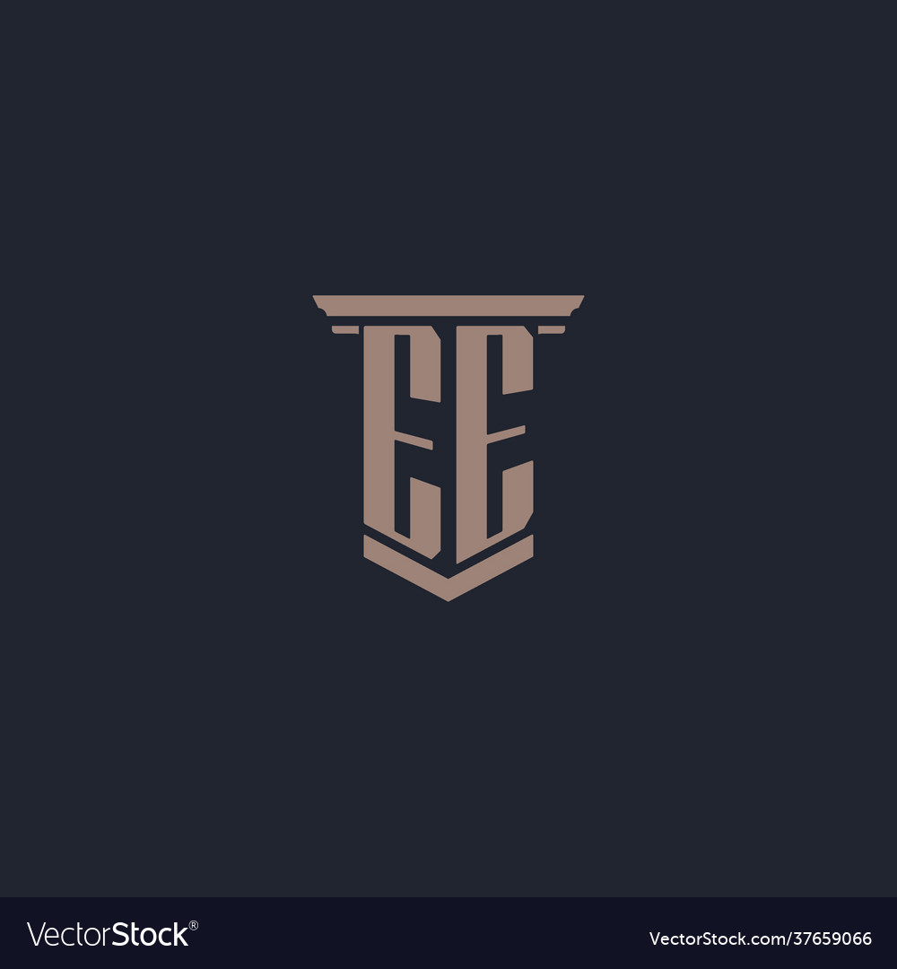 Ee initial monogram logo with pillar style design vector image Ee initial monogram logo with pillar style design