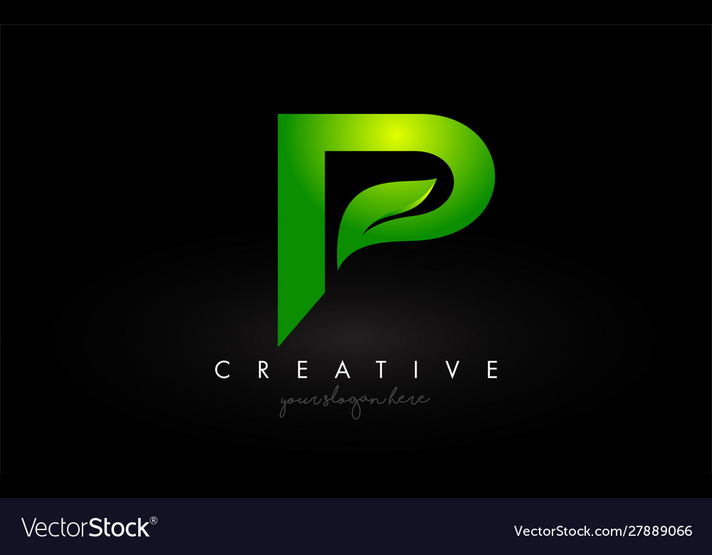 Elegant Leaf 'P' Logo - Green & Minimalist