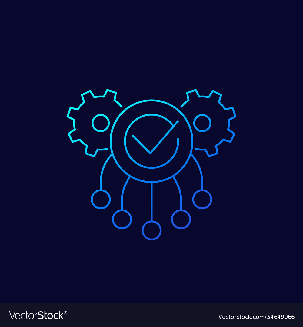 Execution icon with gears linear