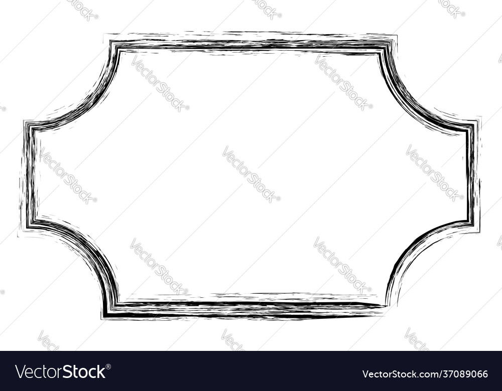 Grungy rectangular frame border plaque outline