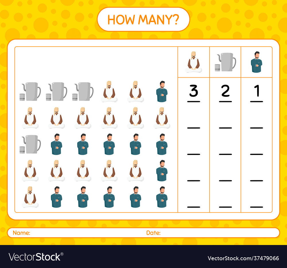 How many counting game with ramadan icon vector image How many counting game with ramadan icon