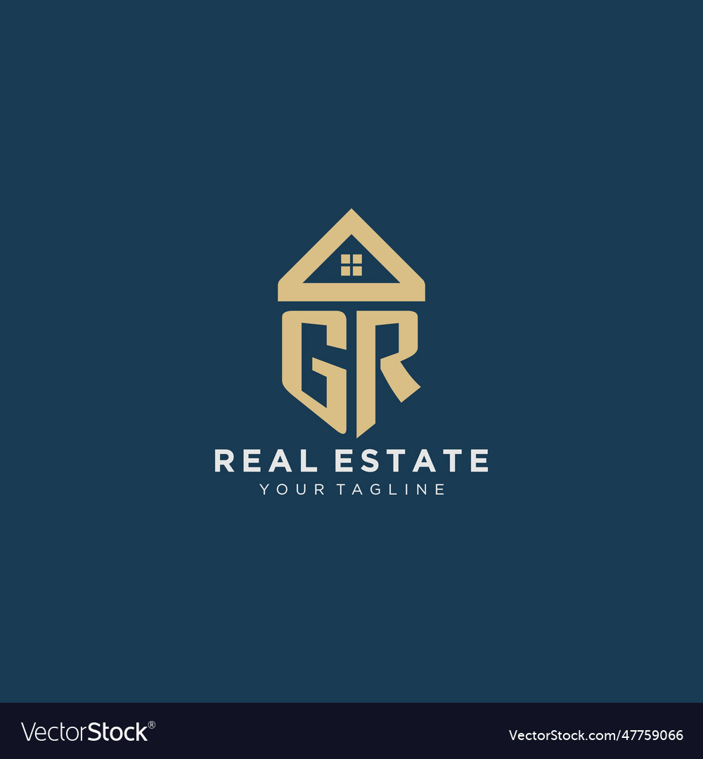 Initial letter gr with simple house roof creative