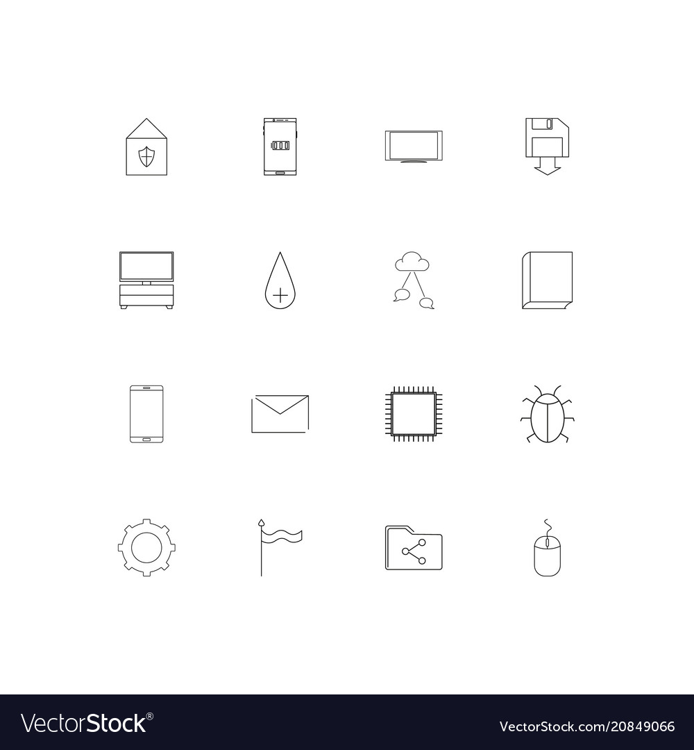 Internet technologies linear thin icons set