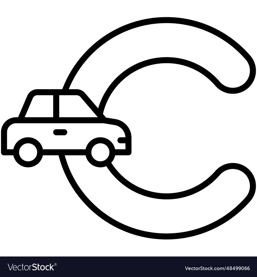 Letter c alphabet with car icon Royalty Free Vector Image