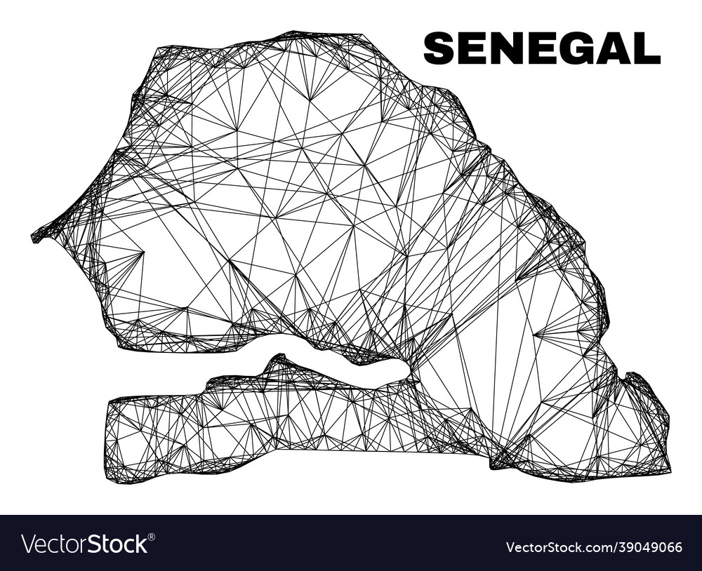 Linear irregular mesh senegal map vector image Linear irregular mesh senegal map