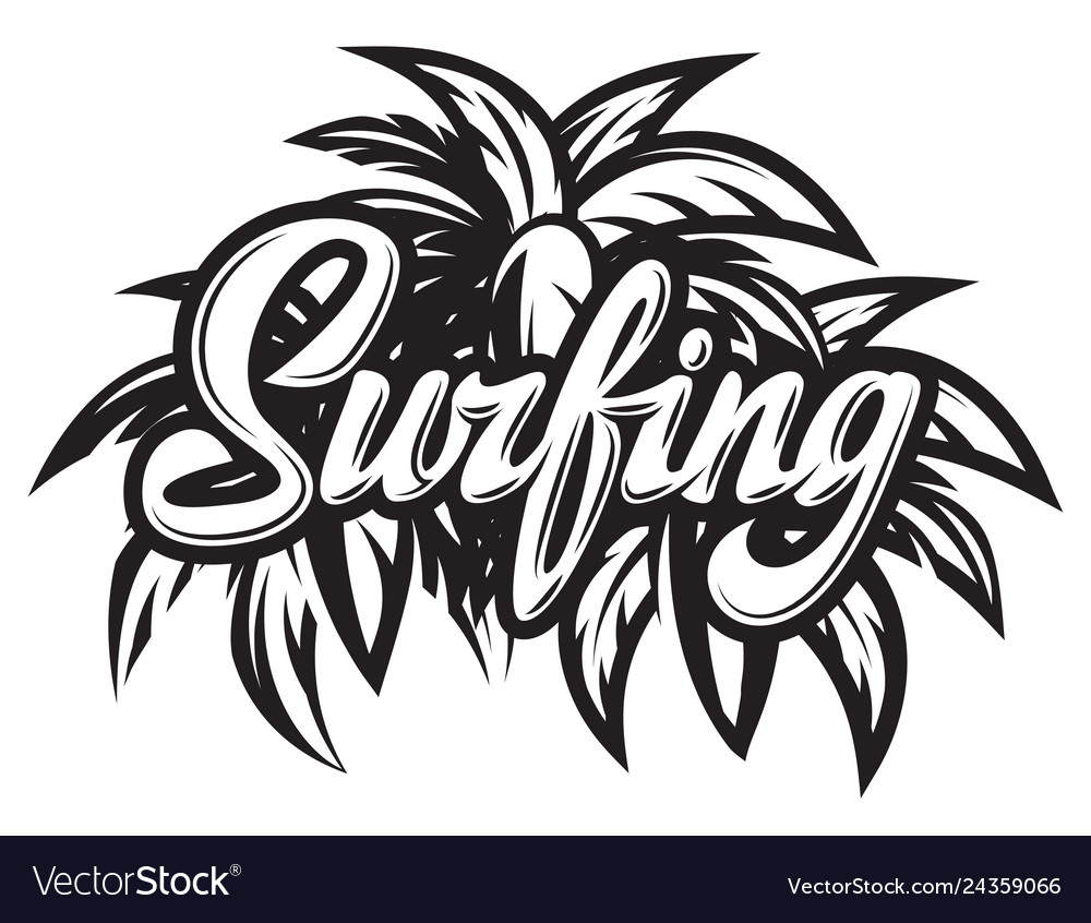 Monochrome calligraphic inscription surfing with Vector Image