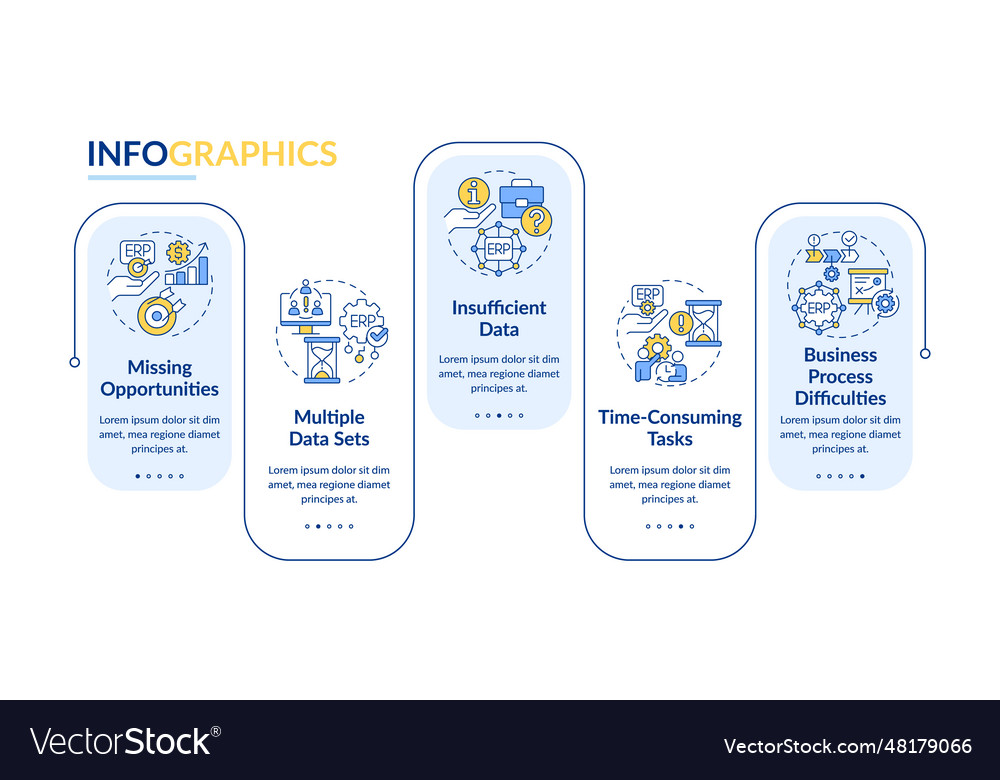 Multicolor erp layout with linear icons