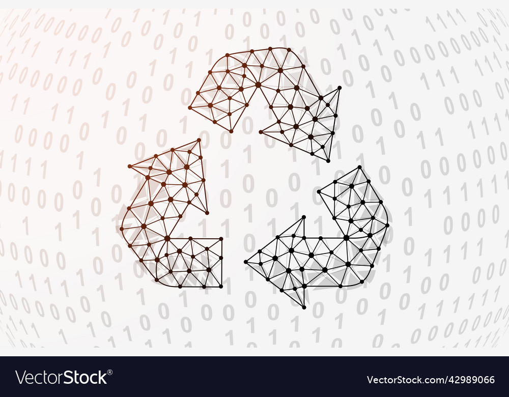 Recycle 3d low poly symbol with binary code Vector Image Recycle 3d low poly symbol with binary code