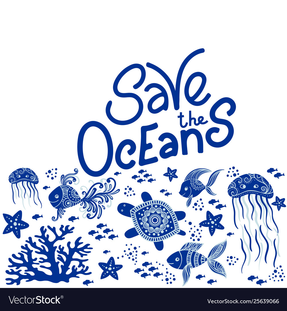 Save ocean Royalty Free Vector Image - VectorStock