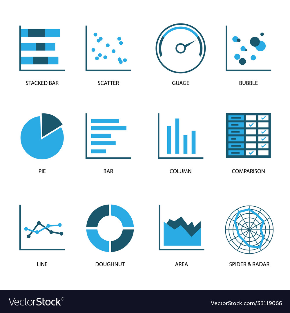 Set 12 data charts Royalty Free Vector Image - VectorStock