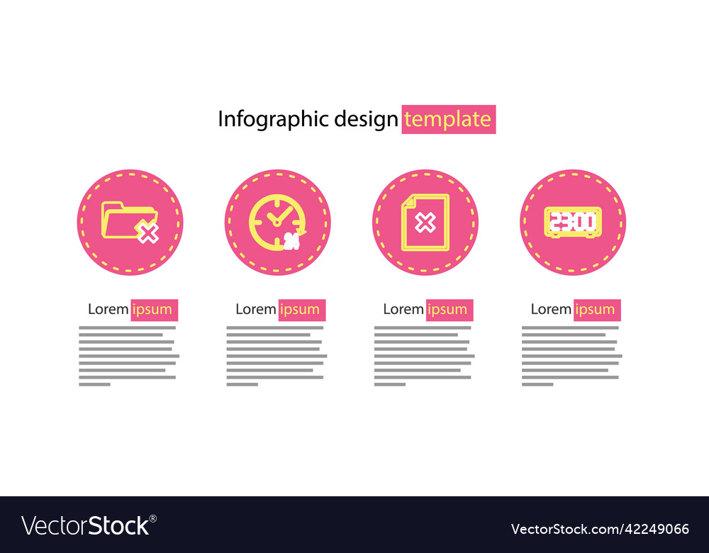 Set line delete file document digital alarm clock vector image Set line delete file document digital alarm clock