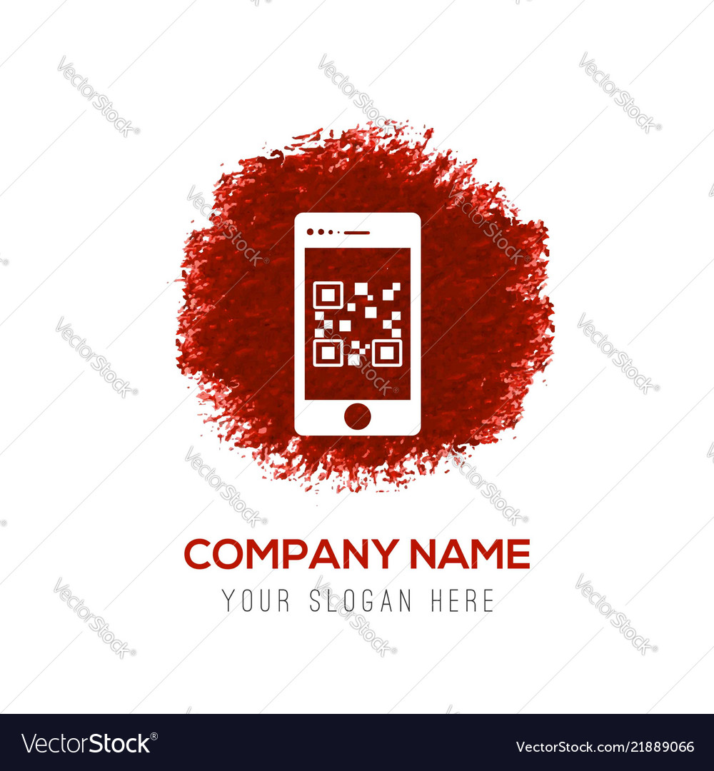 Smart phone icon - red watercolor circle splash