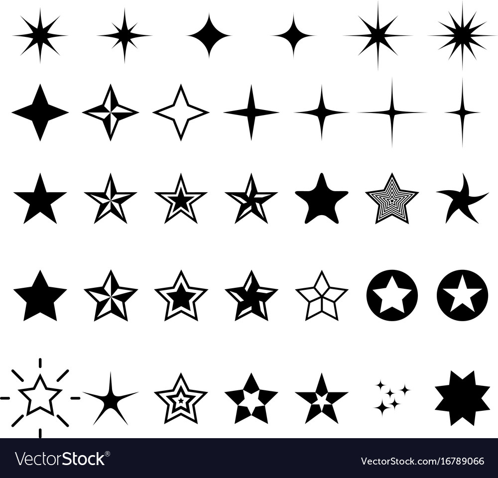 Star icons - rating rank and decor star symbols Vector Image