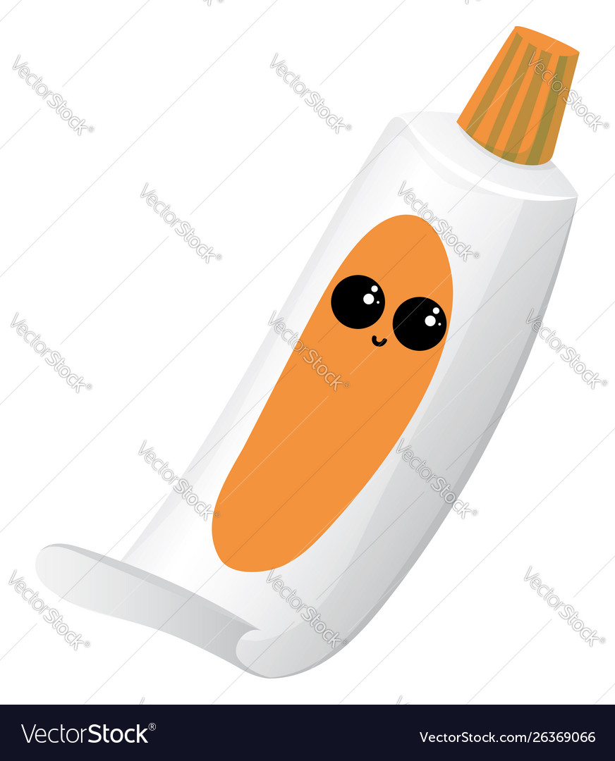 Toothpaste with eyes on white background