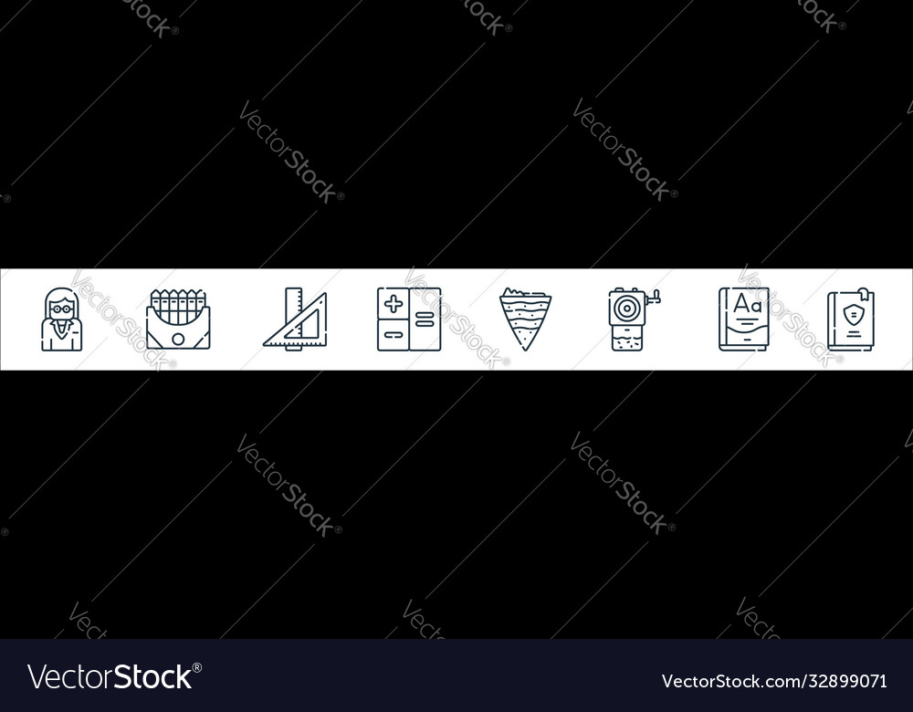 Academy line icons linear set quality