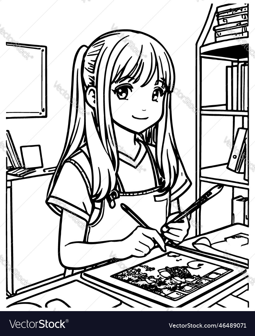 Premium Vector  Coloring book illustration girl kawaii coloring page anime  coloring pages