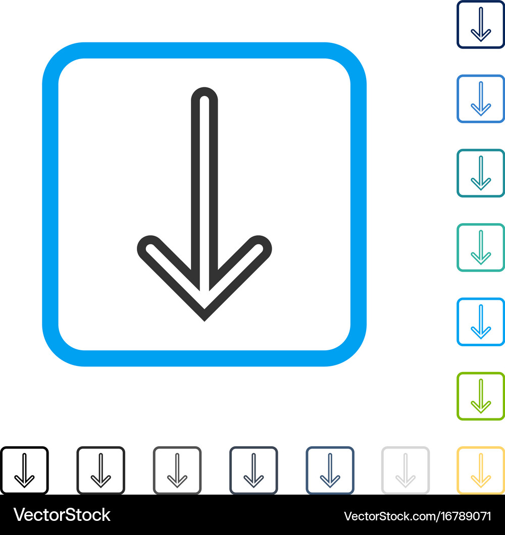 Arrow down framed icon Royalty Free Vector Image
