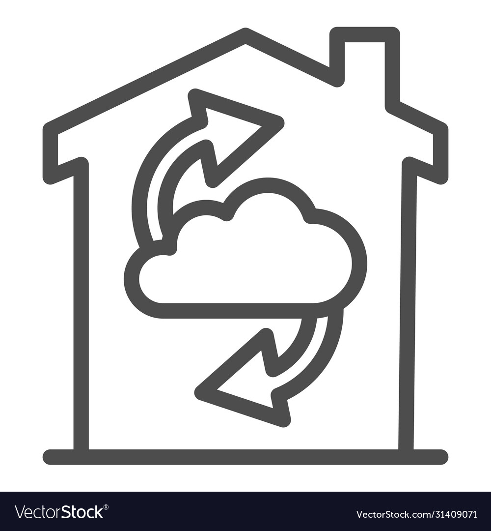 Cloud with arrows in building line icon smart vector image Cloud with arrows in building line icon smart