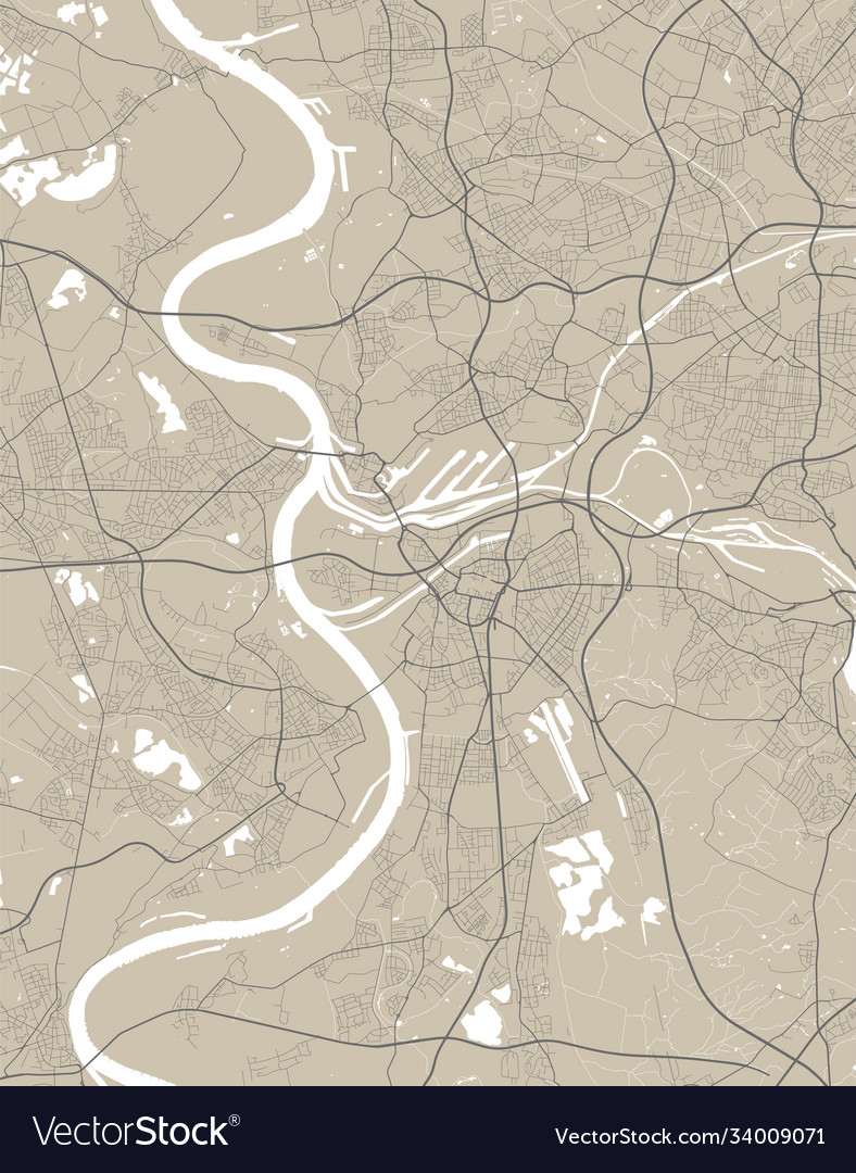 Detaillierte Karte duisburg Stadt linearer Druck Vektorbild