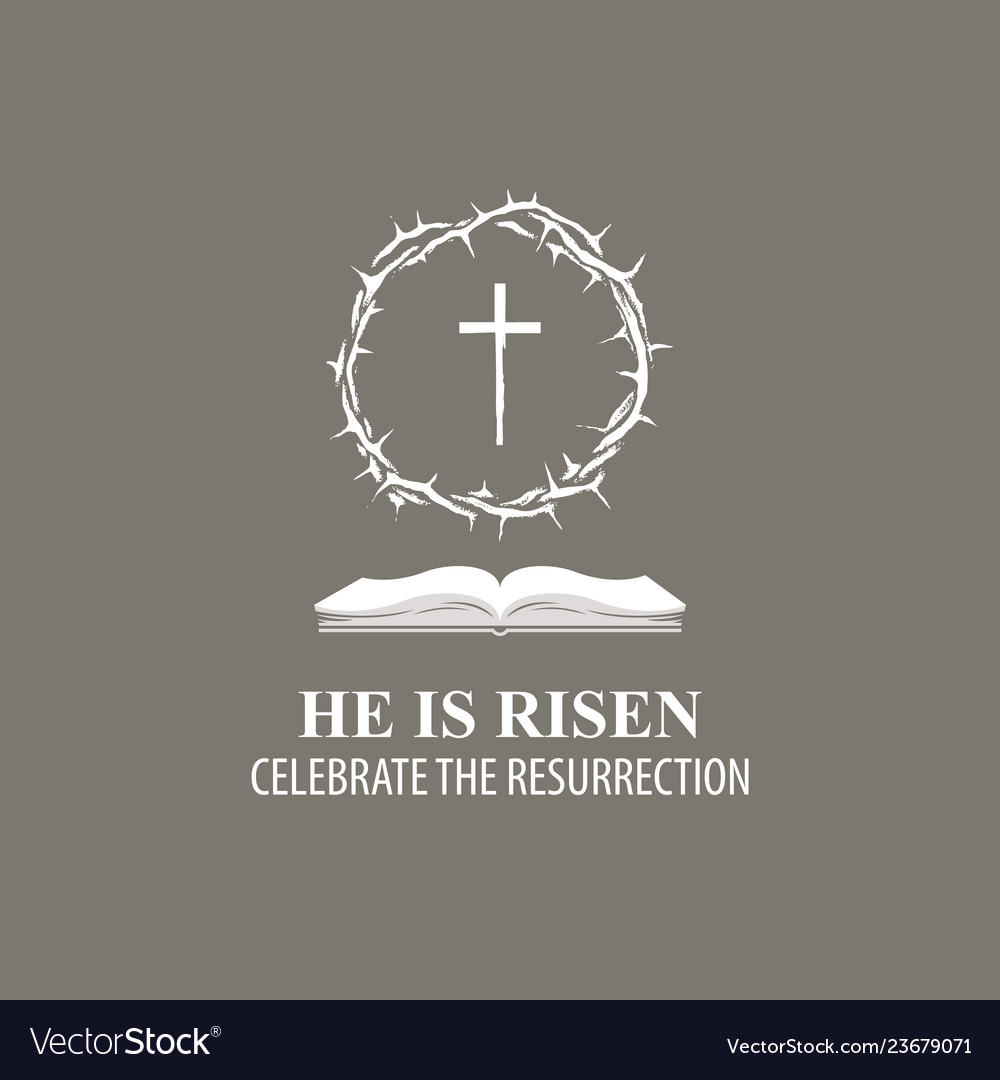 Easter banner with crown thorns cross and book Vector Image