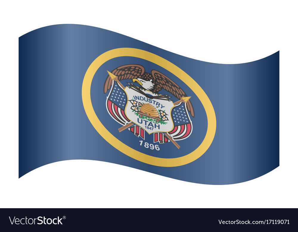 Flag utah waving on white background Royalty Free Vector