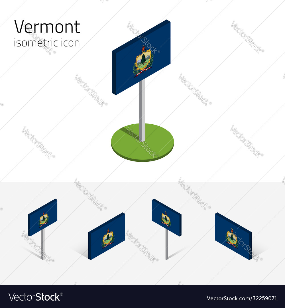 Flag vermont usa 3d isometric flat icon