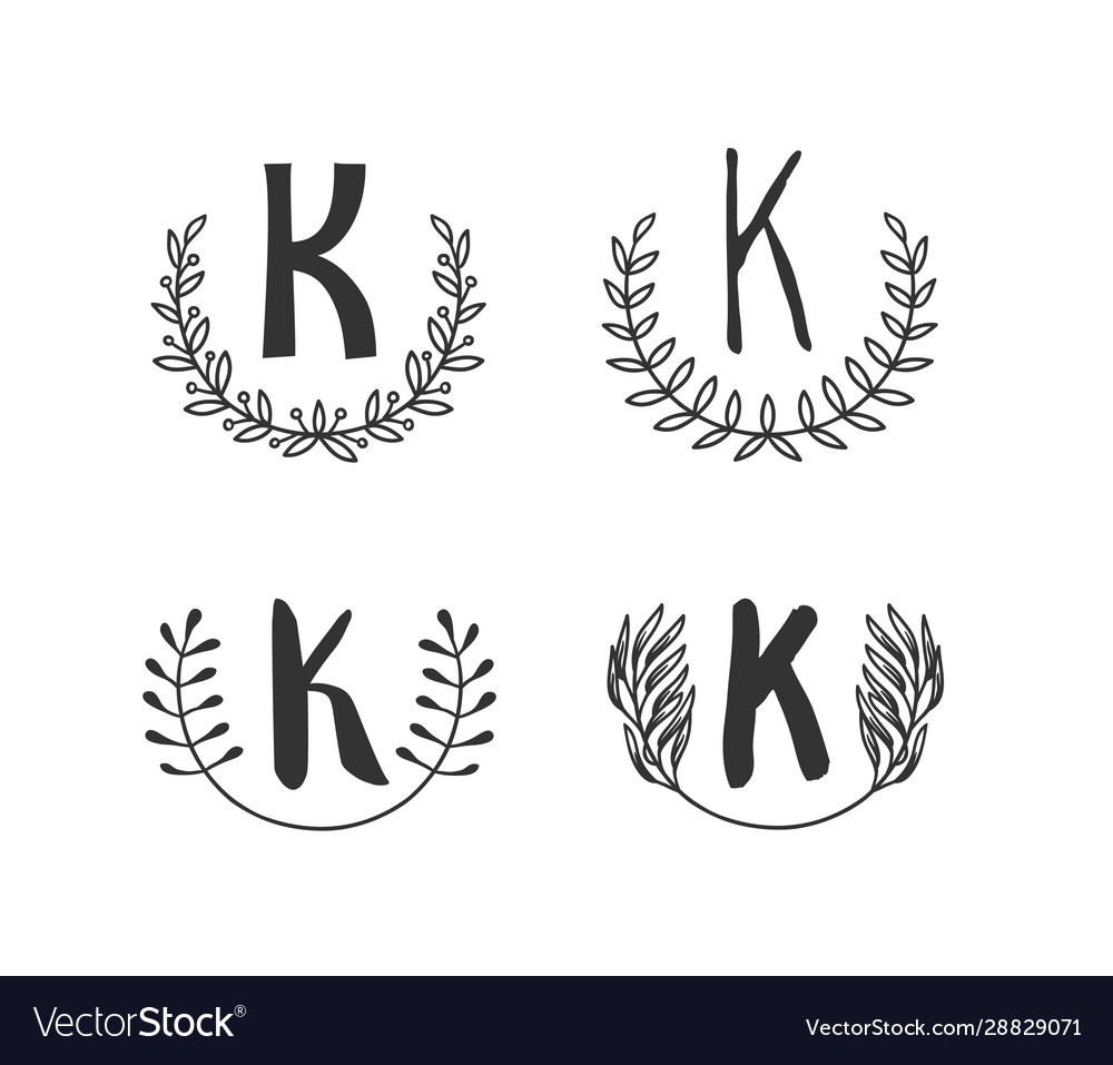 Hand drawn set monogram objects for design use Vector Image Hand drawn set monogram objects for design use