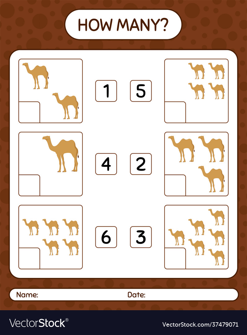 How many counting game with camel worksheet