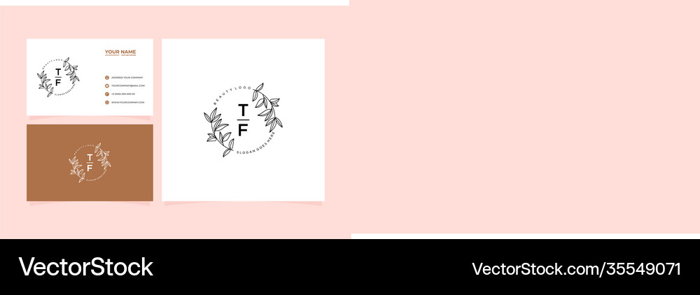 Initial tf letters beautiful floral feminine Vector Image