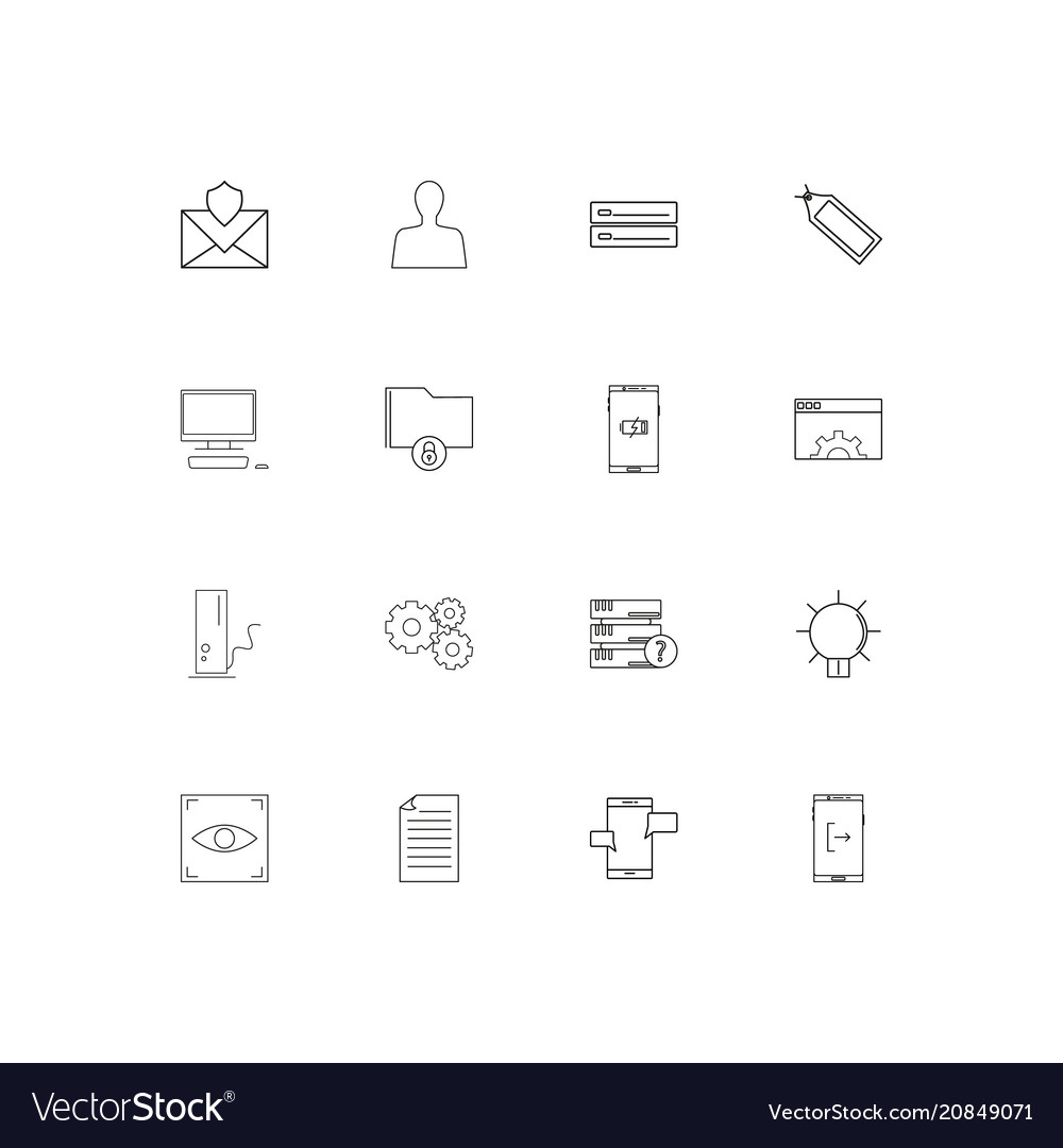 Internet technologies linear thin icons set