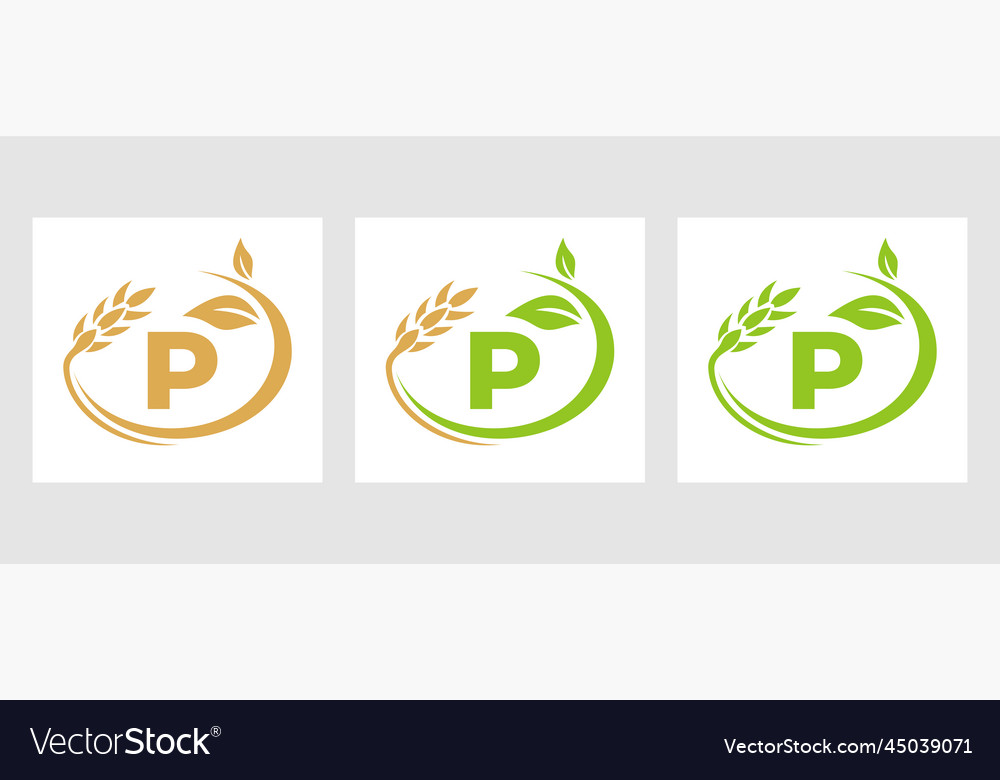 Buchstabe p Agrarlogo agribusiness ecofarm vector image Buchstabe p Agrarlogo agribusiness ecofarm