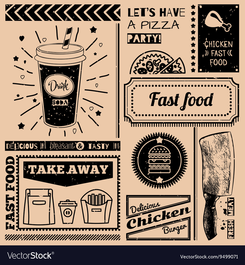 Menu pattern with fast food symbols