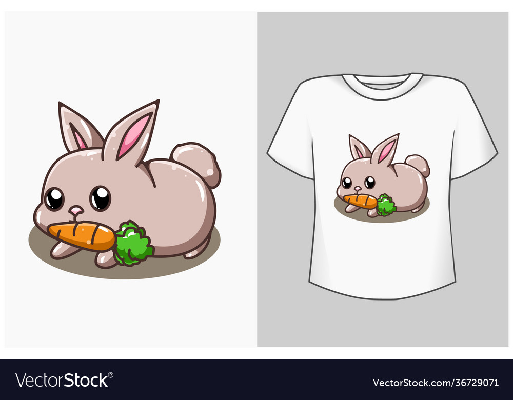 Mockup little cute rabbit with carrot cartoon