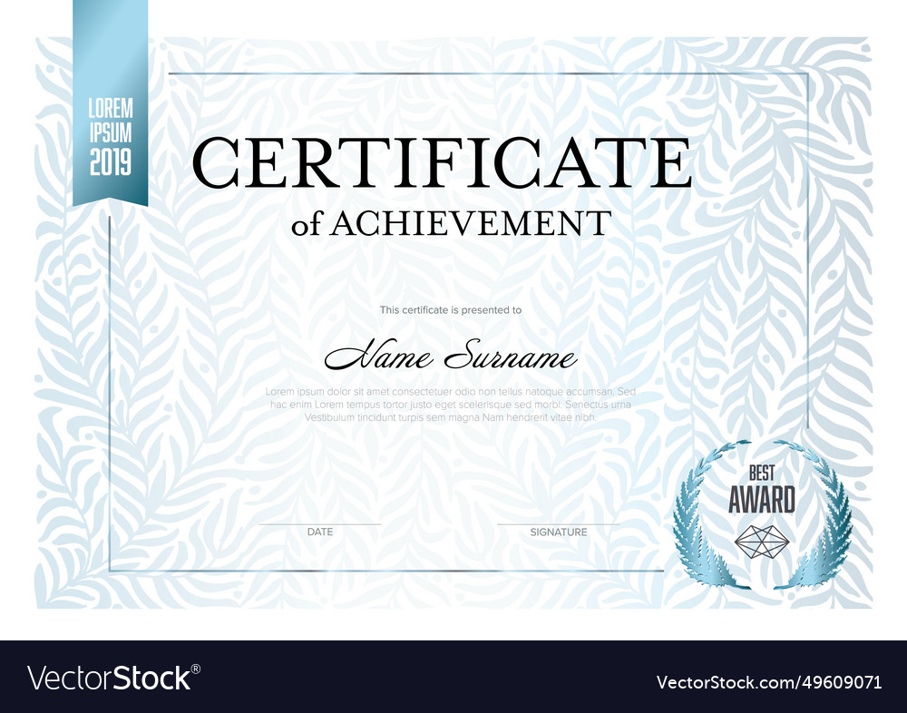 Modern light certificate template with blue