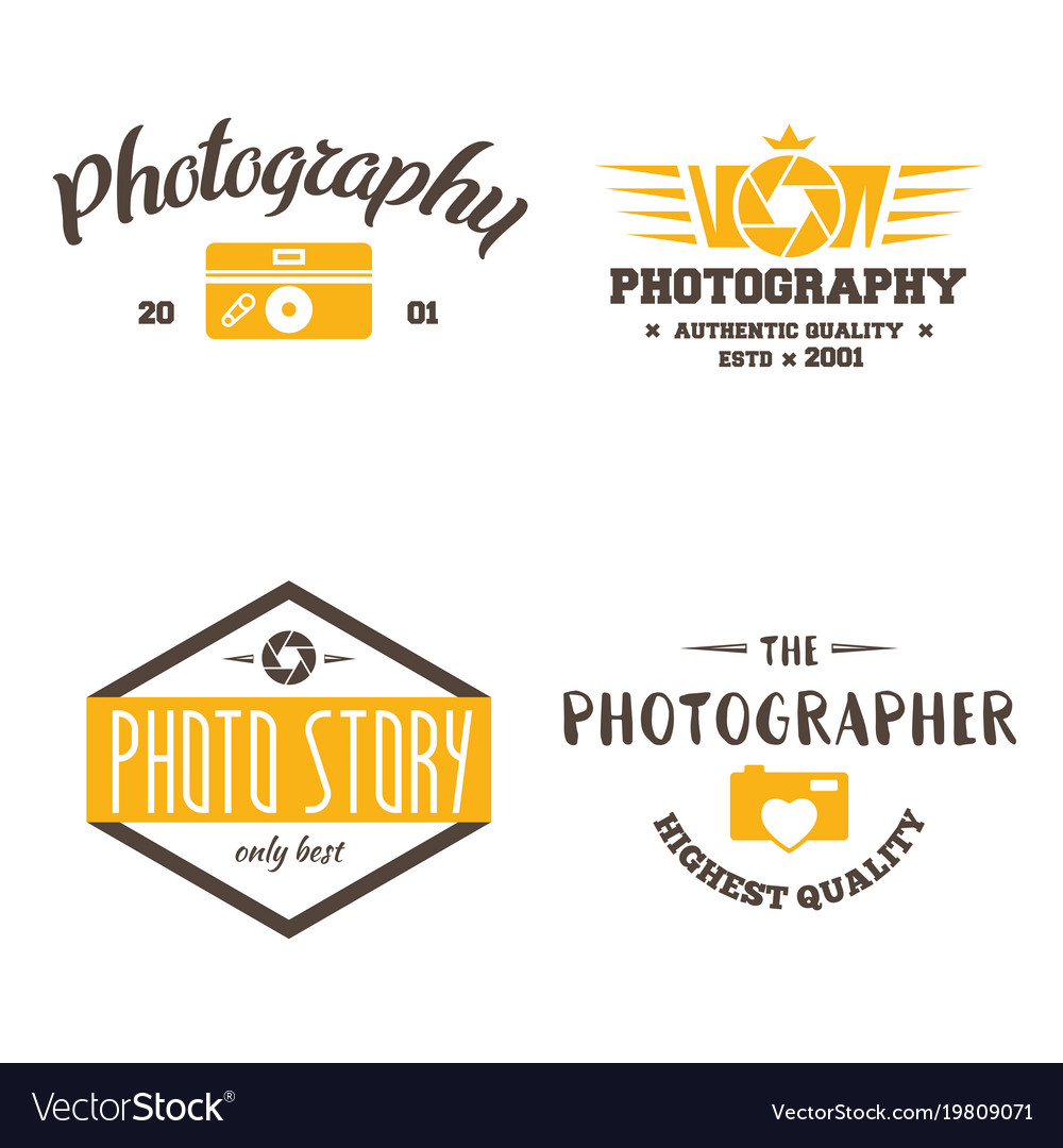 photography logos badges and labels design vector image photography logos
