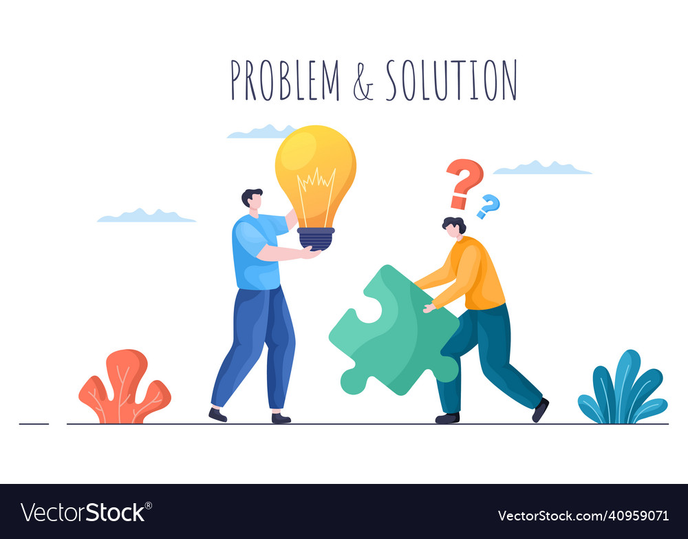 Problem and solution in business solving to look vector image Problem and solution in business solving to look