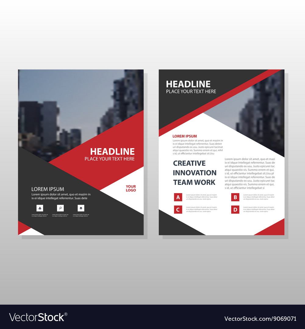 Red triangle brochure leaflet flyer template set Vector Image