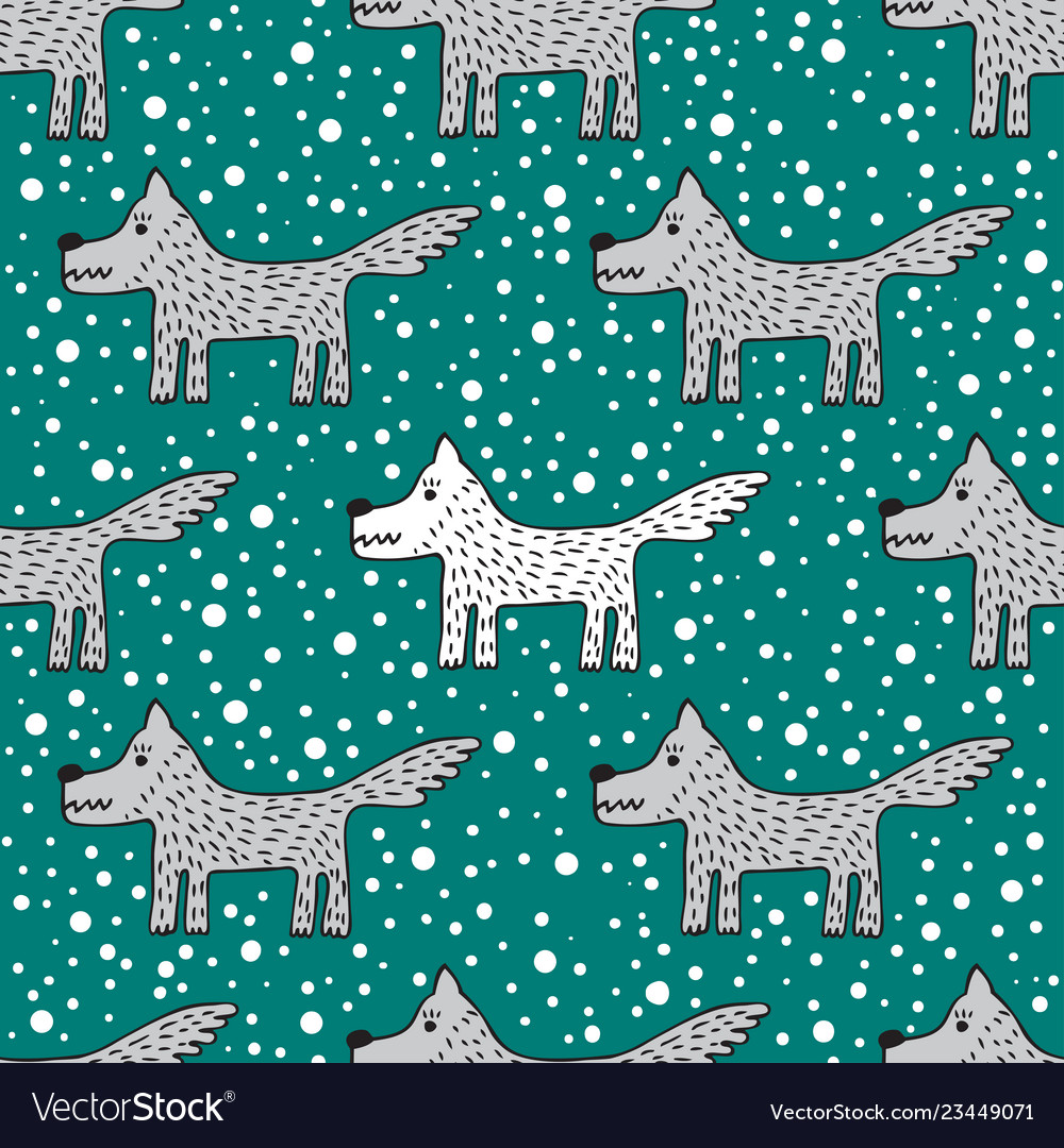 Seamless pattern with wolf