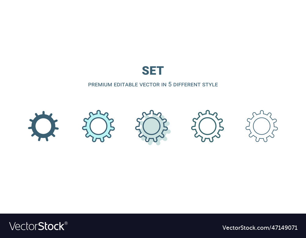 Set icon in 5 different style outline filled two Vector Image Set icon in 5 different style outline filled two