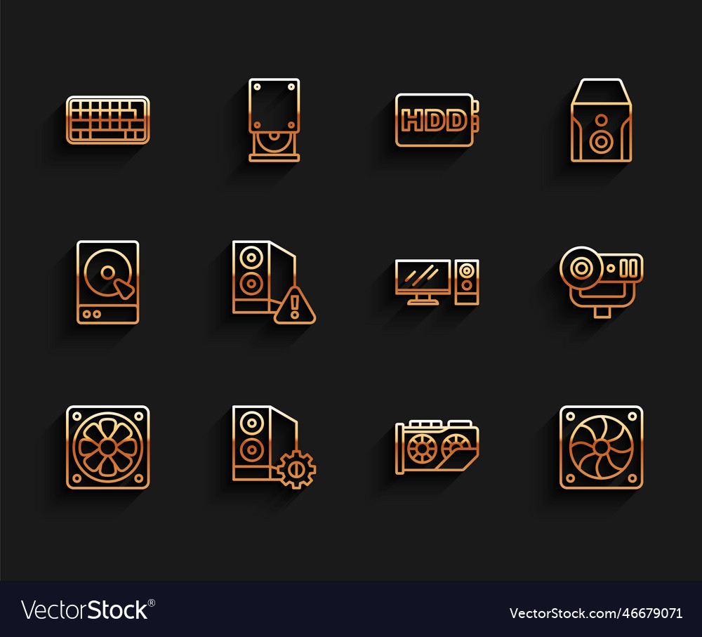 Set line computer cooler case Vector Image Set line computer cooler case
