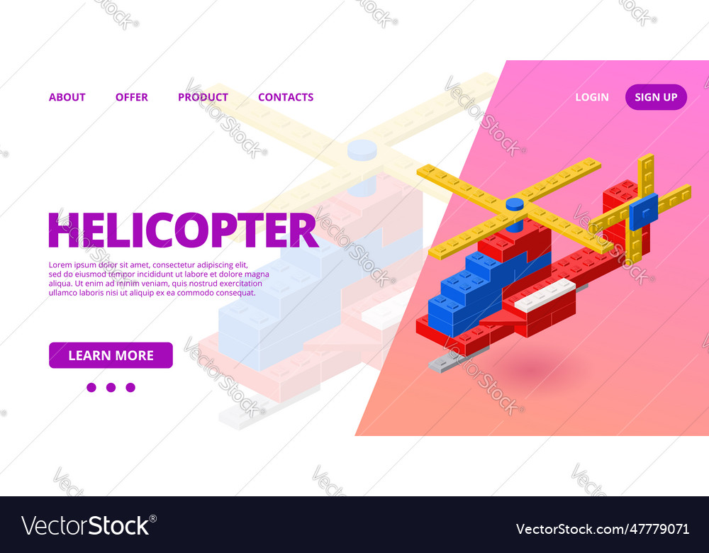 Template for web with helicopter assembled from vector image Template for web with helicopter assembled from