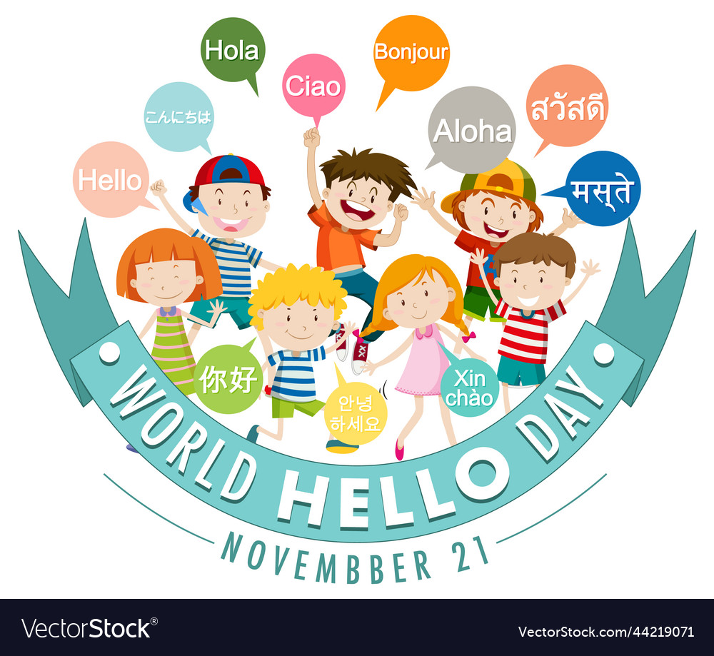 World Hello Day Banner Design Royalty Free Vector Image