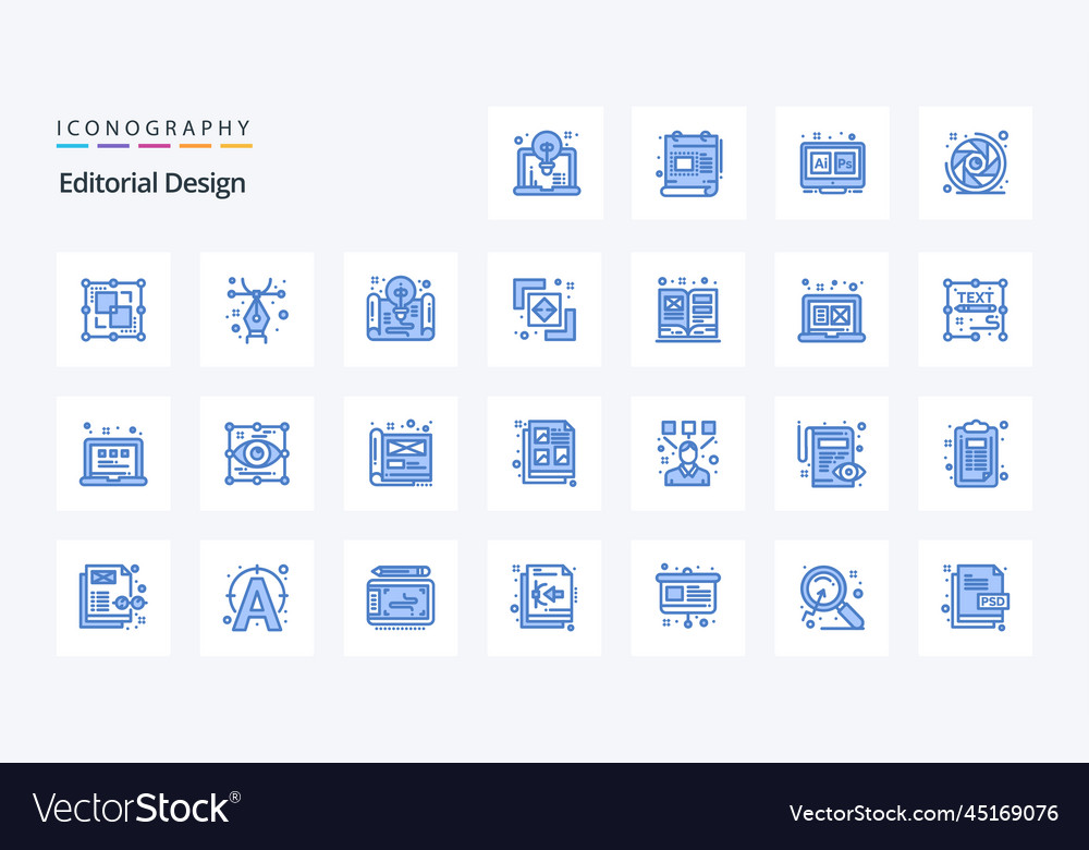 25 editorial design blue icon pack