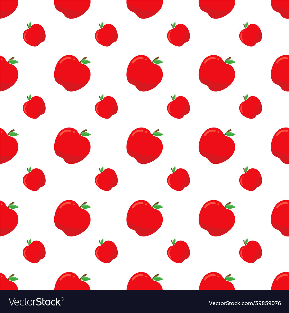 Bright seamless pattern with red apples