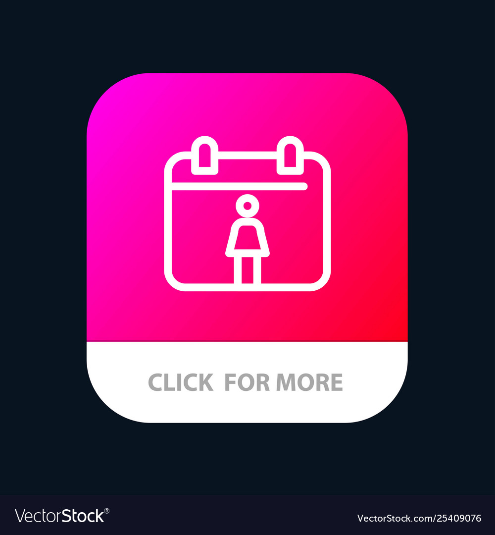 Calendar female mobile app button android and ios vector image Calendar female mobile app button android and ios